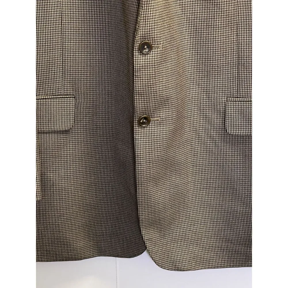 Jos A Bank Sport‎ Coat Jacket Houndstooth Mens 48L Blazer Wool Brown
